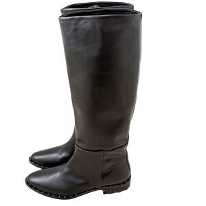 Freda Salvador Boots Womens 7 Tall Black Boots Riding Boots Leather Spain